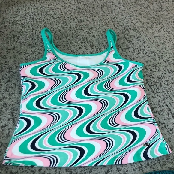 Adidas Active Green & Pink Swirl Print Tankini Top Size Large - Picture 5 of 12